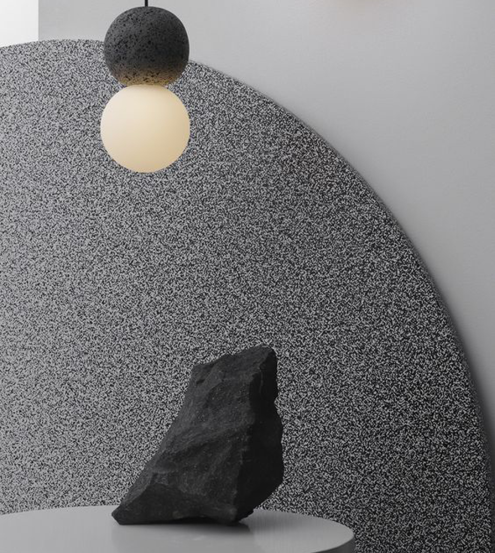 steen met ronde lamp